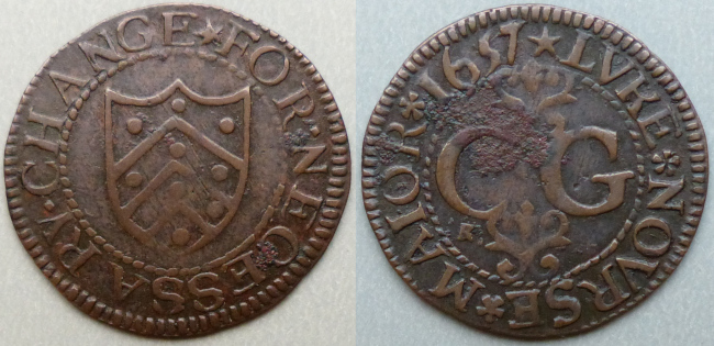 Gloucester, city issue Luke Nourse Mayor 1657 farthing N----